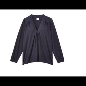 Junarose Navy Ruched Vneck Top